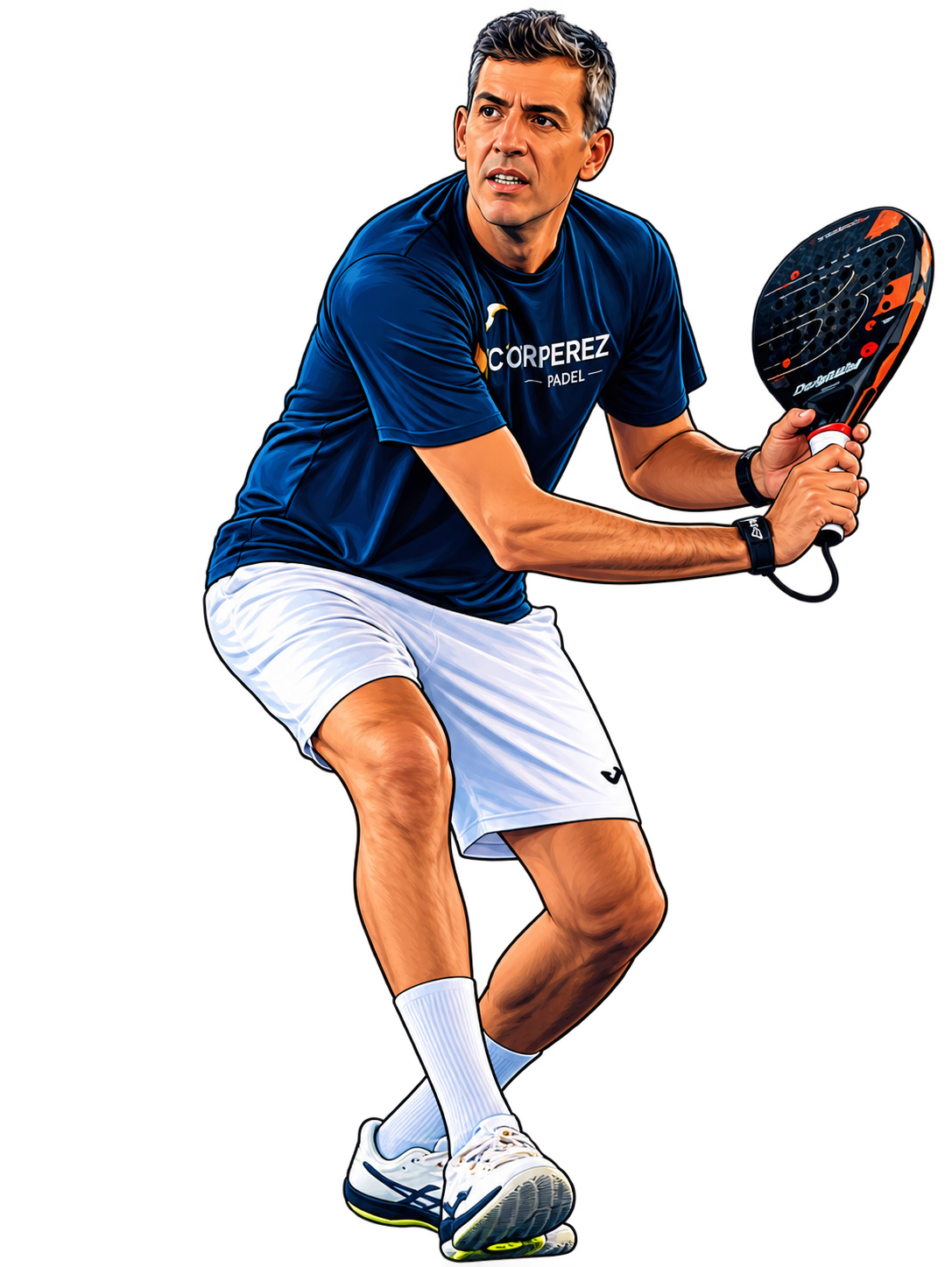 Victor Perez, founder of Victor Perez Padel Academy, in ready position on court
